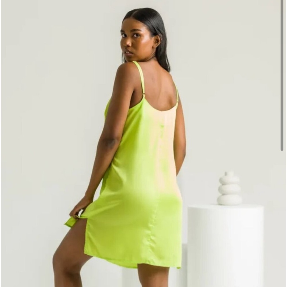 NWT /NIB Ettitude Sateen Slip Dress COLOR -Lime Green - Picture 3 of 3